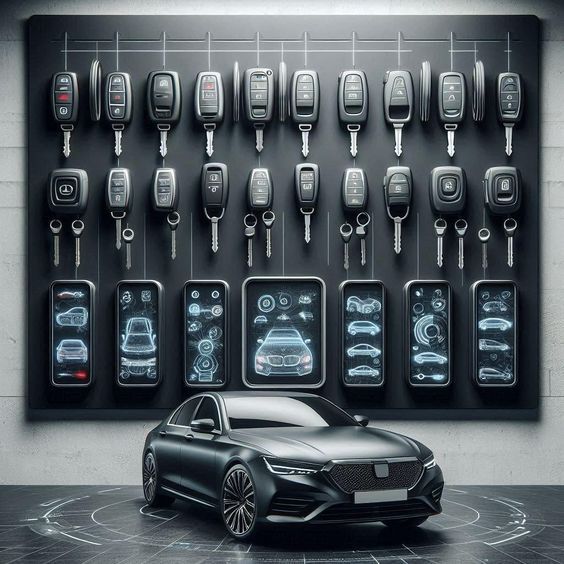 Technician cutting a car key